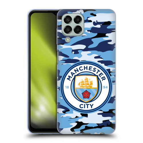 Manchester City Man City FC Badge Camou Blue Moon Soft Gel Case for Samsung Galaxy M33 (2022)