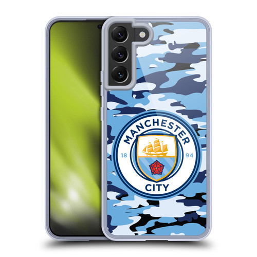 Manchester City Man City FC Badge Camou Blue Moon Soft Gel Case for Samsung Galaxy S22+ 5G