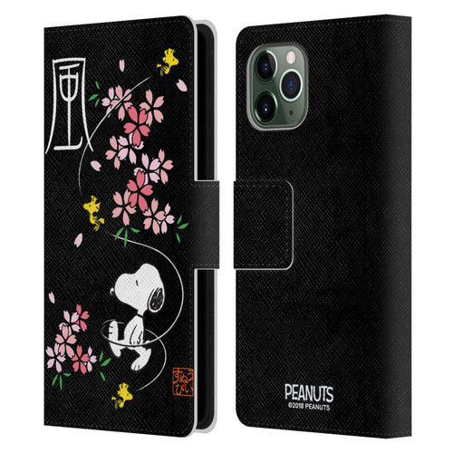 Peanuts Oriental Snoopy Cherry Blossoms Leather Book Wallet Case Cover For Apple iPhone 11 Pro