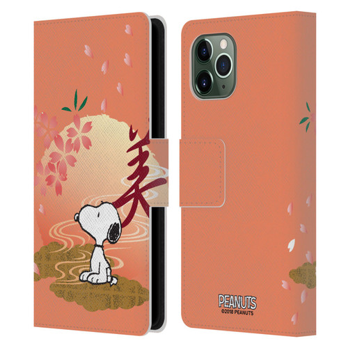 Peanuts Oriental Snoopy Sakura Leather Book Wallet Case Cover For Apple iPhone 11 Pro