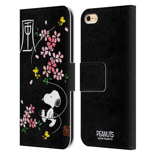 Peanuts Oriental Snoopy Cherry Blossoms Leather Book Wallet Case Cover For Apple iPhone 6 / iPhone 6s