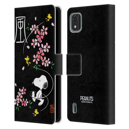 Peanuts Oriental Snoopy Cherry Blossoms Leather Book Wallet Case Cover For Nokia C2 2nd Edition