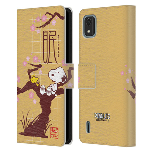 Peanuts Oriental Snoopy Sleepy Leather Book Wallet Case Cover For Nokia C2 2nd Edition