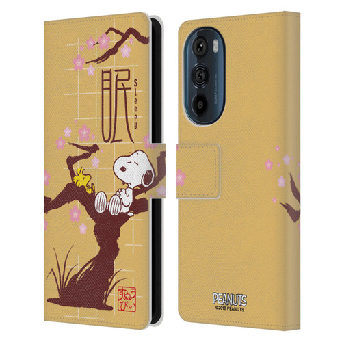 Peanuts Oriental Snoopy Sleepy Leather Book Wallet Case Cover For Motorola Edge 30