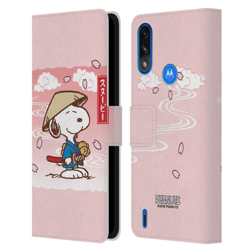 Peanuts Oriental Snoopy Samurai Leather Book Wallet Case Cover For Motorola Moto E7 Power / Moto E7i Power