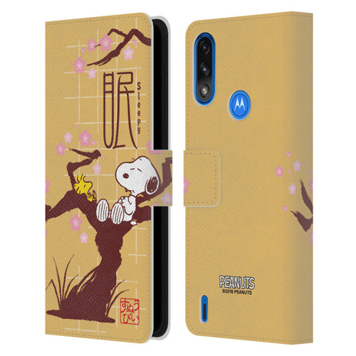 Peanuts Oriental Snoopy Sleepy Leather Book Wallet Case Cover For Motorola Moto E7 Power / Moto E7i Power