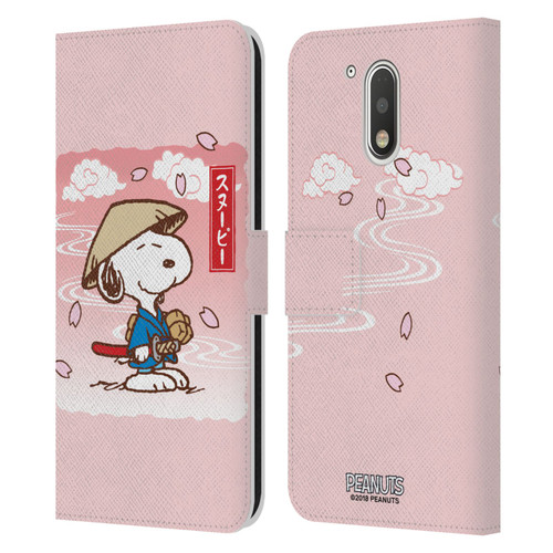 Peanuts Oriental Snoopy Samurai Leather Book Wallet Case Cover For Motorola Moto G41