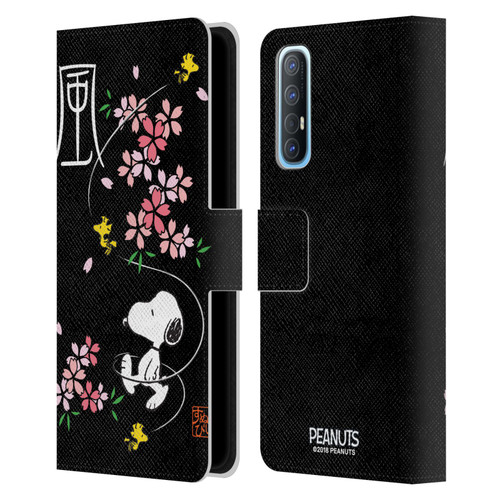 Peanuts Oriental Snoopy Cherry Blossoms Leather Book Wallet Case Cover For OPPO Find X2 Neo 5G