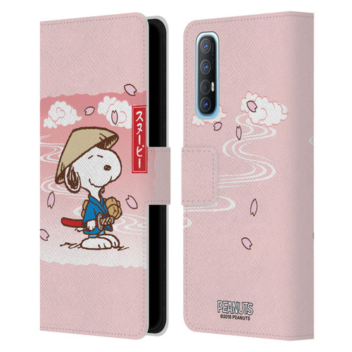 Peanuts Oriental Snoopy Samurai Leather Book Wallet Case Cover For OPPO Find X2 Neo 5G