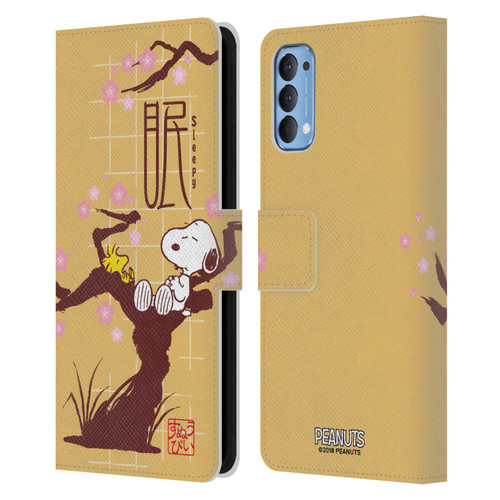 Peanuts Oriental Snoopy Sleepy Leather Book Wallet Case Cover For OPPO Reno 4 5G