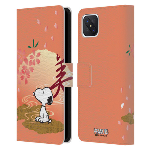 Peanuts Oriental Snoopy Sakura Leather Book Wallet Case Cover For OPPO Reno4 Z 5G