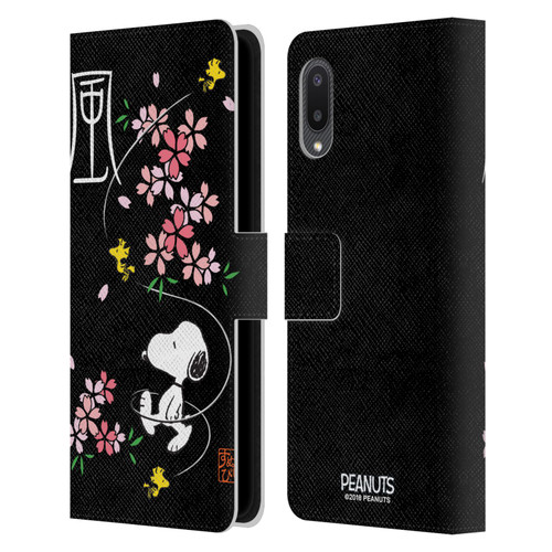 Peanuts Oriental Snoopy Cherry Blossoms Leather Book Wallet Case Cover For Samsung Galaxy A02/M02 (2021)