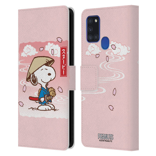 Peanuts Oriental Snoopy Samurai Leather Book Wallet Case Cover For Samsung Galaxy A21s (2020)