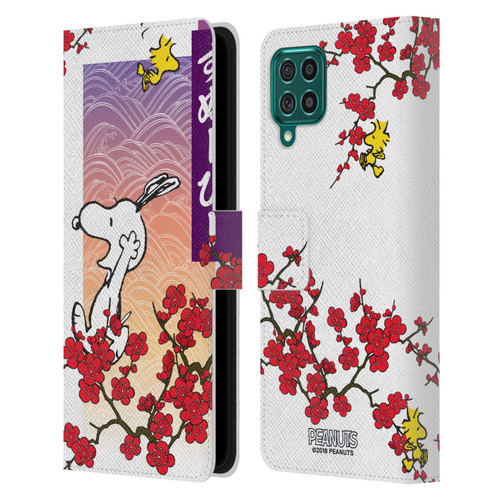Peanuts Oriental Snoopy Cherry Blossoms 2 Leather Book Wallet Case Cover For Samsung Galaxy F62 (2021)