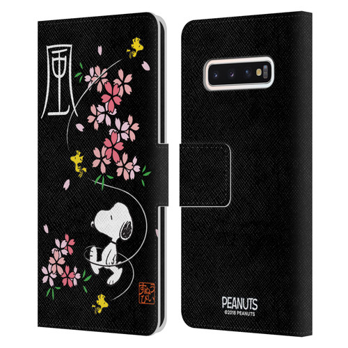 Peanuts Oriental Snoopy Cherry Blossoms Leather Book Wallet Case Cover For Samsung Galaxy S10