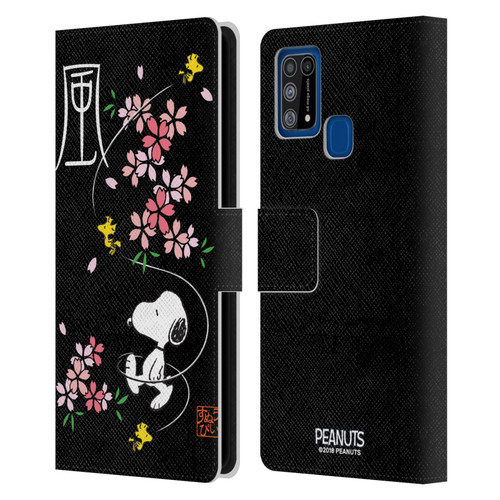 Peanuts Oriental Snoopy Cherry Blossoms Leather Book Wallet Case Cover For Samsung Galaxy M31 (2020)