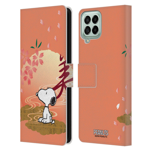 Peanuts Oriental Snoopy Sakura Leather Book Wallet Case Cover For Samsung Galaxy M33 (2022)