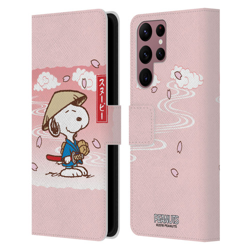 Peanuts Oriental Snoopy Samurai Leather Book Wallet Case Cover For Samsung Galaxy S22 Ultra 5G
