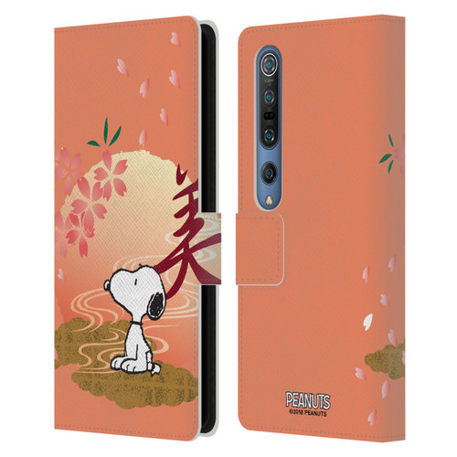 Peanuts Oriental Snoopy Sakura Leather Book Wallet Case Cover For Xiaomi Mi 10 5G / Mi 10 Pro 5G