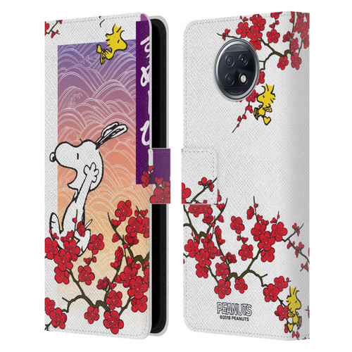 Peanuts Oriental Snoopy Cherry Blossoms 2 Leather Book Wallet Case Cover For Xiaomi Redmi Note 9T 5G