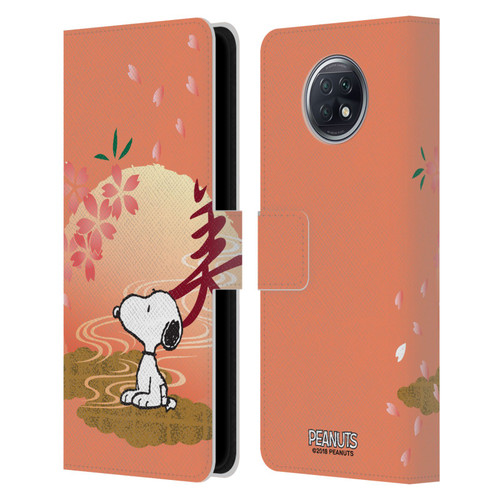 Peanuts Oriental Snoopy Sakura Leather Book Wallet Case Cover For Xiaomi Redmi Note 9T 5G