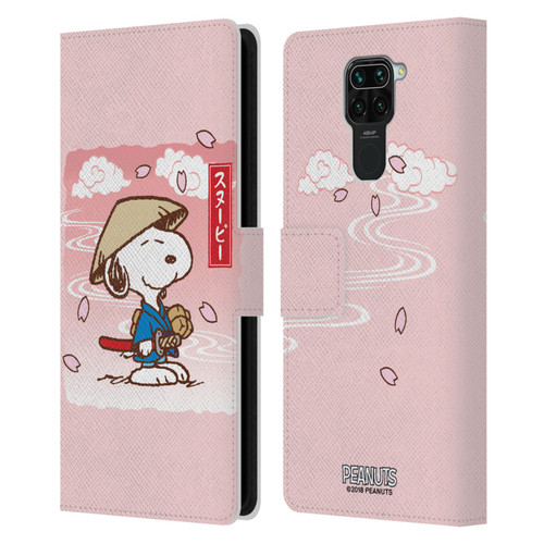 Peanuts Oriental Snoopy Samurai Leather Book Wallet Case Cover For Xiaomi Redmi Note 9 / Redmi 10X 4G