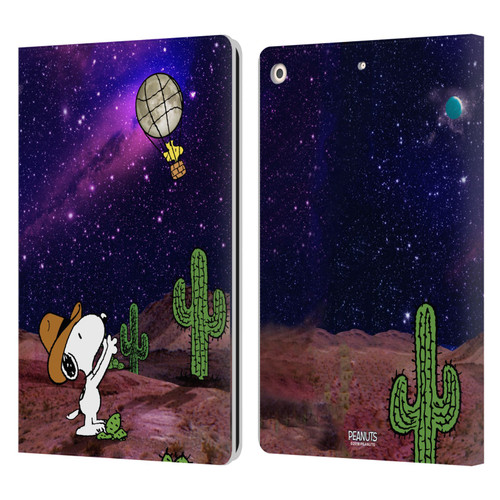 Peanuts Snoopy Space Cowboy Nebula Balloon Woodstock Leather Book Wallet Case Cover For Apple iPad 10.2 2019/2020/2021