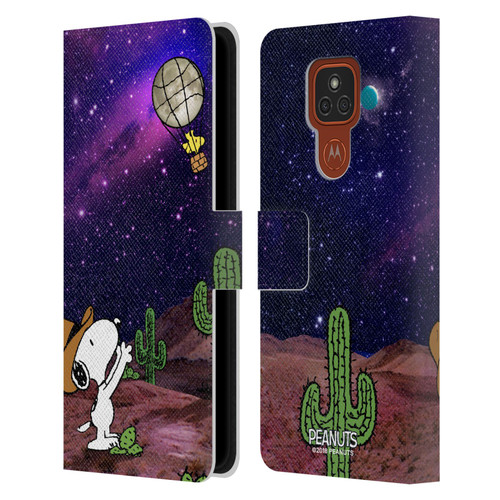 Peanuts Snoopy Space Cowboy Nebula Balloon Woodstock Leather Book Wallet Case Cover For Motorola Moto E7 Plus