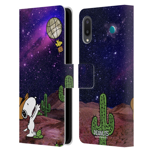 Peanuts Snoopy Space Cowboy Nebula Balloon Woodstock Leather Book Wallet Case Cover For Samsung Galaxy A02/M02 (2021)