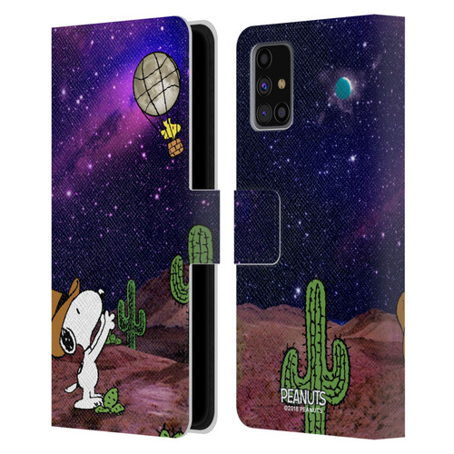 Peanuts Snoopy Space Cowboy Nebula Balloon Woodstock Leather Book Wallet Case Cover For Samsung Galaxy M31s (2020)