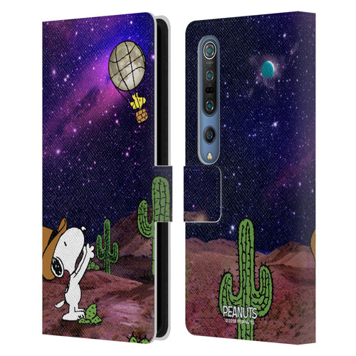 Peanuts Snoopy Space Cowboy Nebula Balloon Woodstock Leather Book Wallet Case Cover For Xiaomi Mi 10 5G / Mi 10 Pro 5G