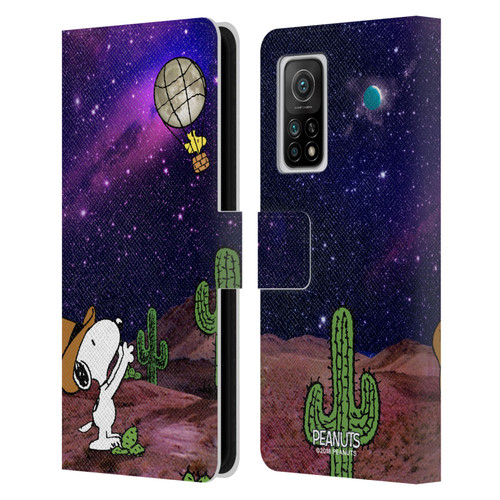 Peanuts Snoopy Space Cowboy Nebula Balloon Woodstock Leather Book Wallet Case Cover For Xiaomi Mi 10T 5G