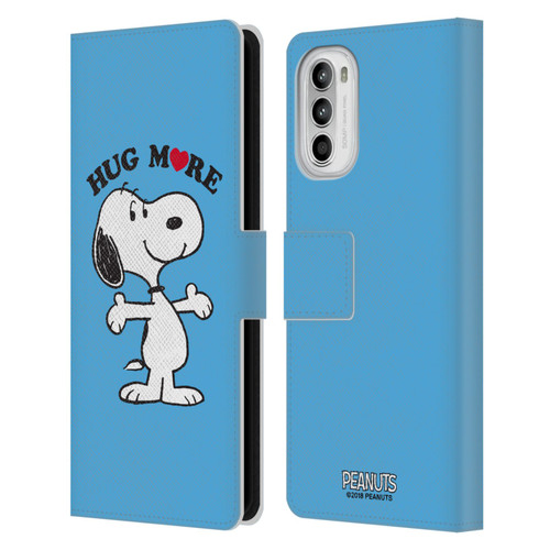 Peanuts Snoopy Hug More Leather Book Wallet Case Cover For Motorola Moto G52