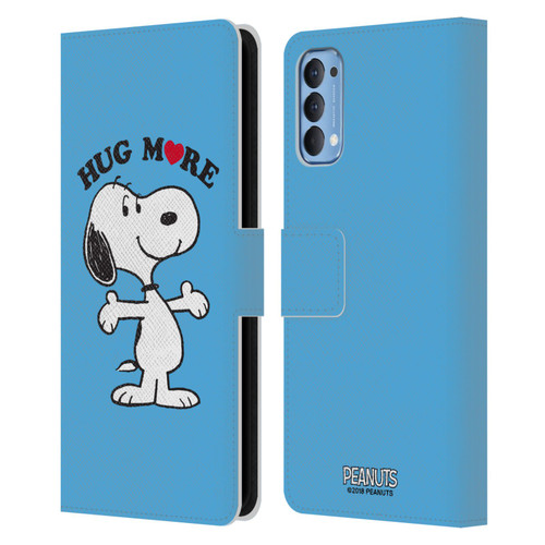 Peanuts Snoopy Hug More Leather Book Wallet Case Cover For OPPO Reno 4 5G