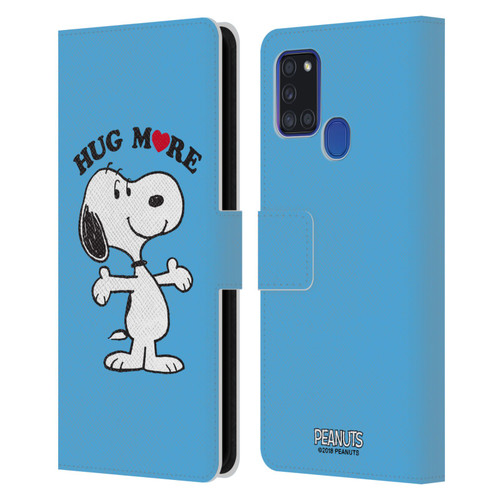 Peanuts Snoopy Hug More Leather Book Wallet Case Cover For Samsung Galaxy A21s (2020)