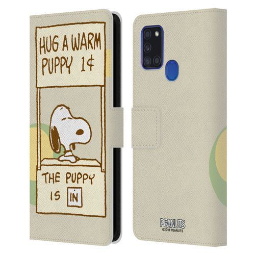 Peanuts Snoopy Hug Warm Leather Book Wallet Case Cover For Samsung Galaxy A21s (2020)