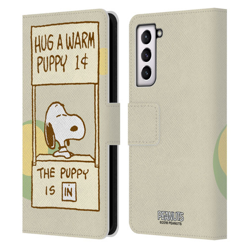 Peanuts Snoopy Hug Warm Leather Book Wallet Case Cover For Samsung Galaxy S21 5G