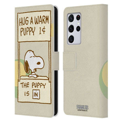Peanuts Snoopy Hug Warm Leather Book Wallet Case Cover For Samsung Galaxy S21 Ultra 5G