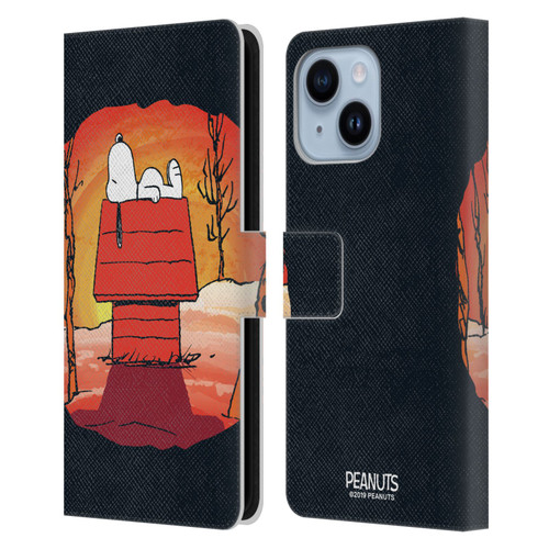 Peanuts Spooktacular Snoopy Leather Book Wallet Case Cover For Apple iPhone 14 Plus