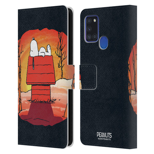 Peanuts Spooktacular Snoopy Leather Book Wallet Case Cover For Samsung Galaxy A21s (2020)