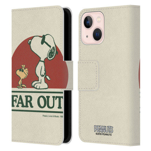 Peanuts Woodstock 50th Snoopy Woodstock Far Out Leather Book Wallet Case Cover For Apple iPhone 13 Mini