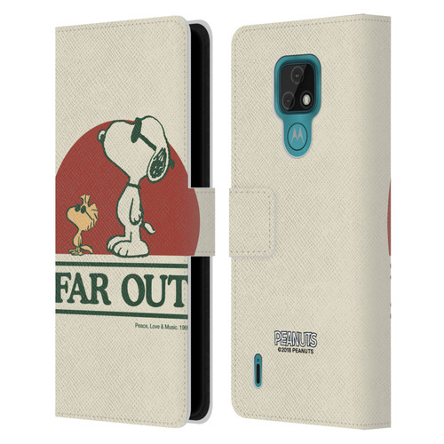 Peanuts Woodstock 50th Snoopy Woodstock Far Out Leather Book Wallet Case Cover For Motorola Moto E7