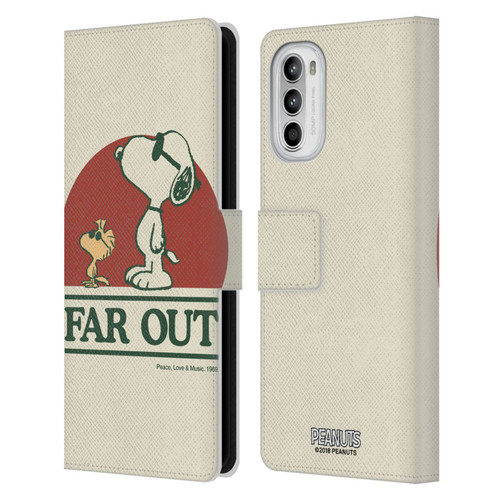 Peanuts Woodstock 50th Snoopy Woodstock Far Out Leather Book Wallet Case Cover For Motorola Moto G52