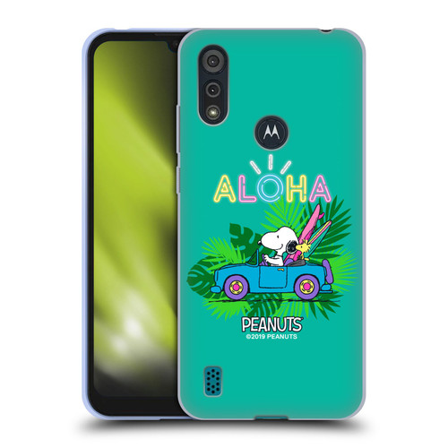 Peanuts Snoopy Aloha Disco Tropical Surf Soft Gel Case for Motorola Moto E6s (2020)