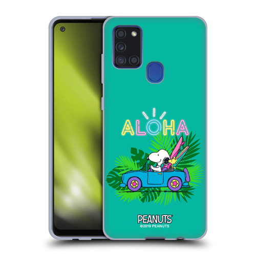 Peanuts Snoopy Aloha Disco Tropical Surf Soft Gel Case for Samsung Galaxy A21s (2020)
