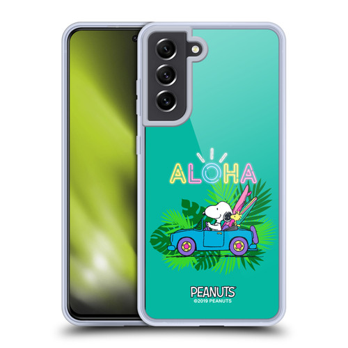 Peanuts Snoopy Aloha Disco Tropical Surf Soft Gel Case for Samsung Galaxy S21 FE 5G & MagSafe
