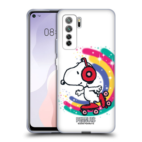 Peanuts Snoopy Boardwalk Airbrush Colourful Skating Soft Gel Case for Huawei Nova 7 SE/P40 Lite 5G