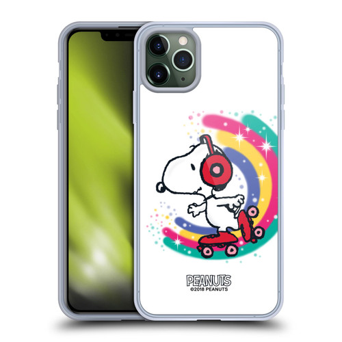 Peanuts Snoopy Boardwalk Airbrush Colourful Skating Soft Gel Case for Apple iPhone 11 Pro Max & MagSafe