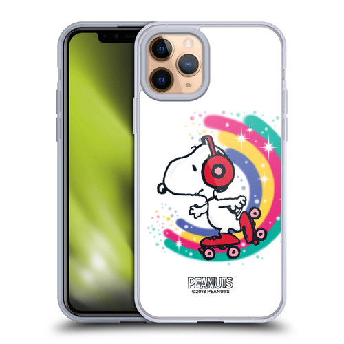 Peanuts Snoopy Boardwalk Airbrush Colourful Skating Soft Gel Case for Apple iPhone 11 Pro