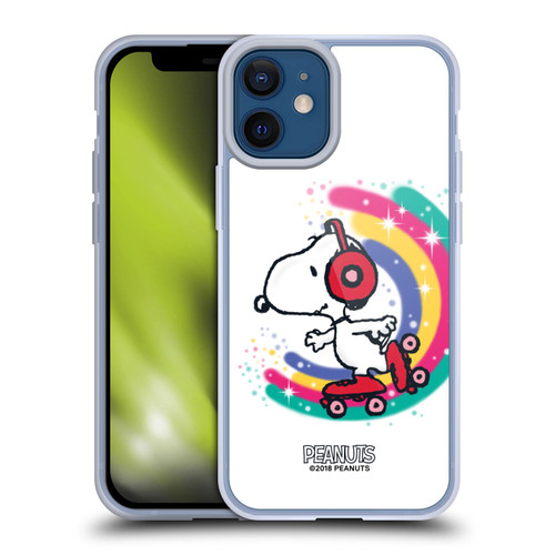 Peanuts Snoopy Boardwalk Airbrush Colourful Skating Soft Gel Case for Apple iPhone 12 Mini & MagSafe